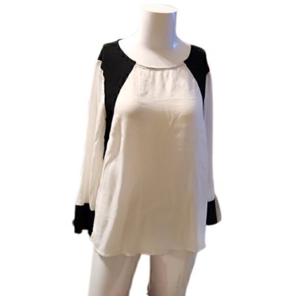 [Madewell] Black and White Long Sleeve Blouse - Size L